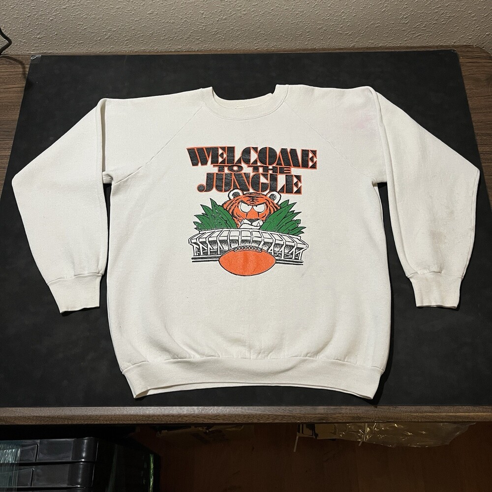 Vintage Cincinnati Bengals Tiger Bowl Sweatshirt 1980s Super Bowl Anthony Munoz